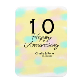 Magnet Flexible 10 wedding anniversary yellow pastel name retro bo
