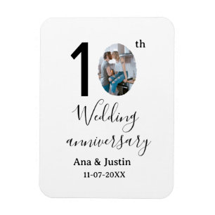 Magnet Flexible 10e anniversaire du mariage nom photo bold lettre
