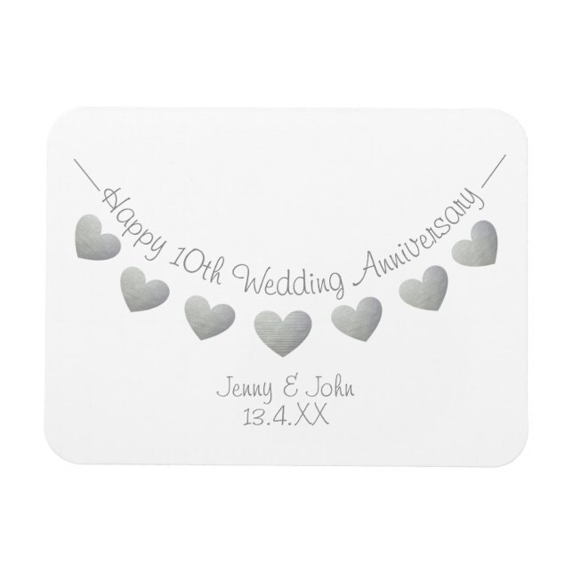 Magnet Flexible 10e anniversaire mariage en boîte cadeau / faveur (Horizontal)