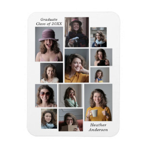 Magnet Flexible 12 Photo Collage Nom du diplômé Flexible