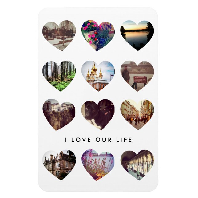 Magnet Flexible 12 Photo Heart Collage Saint Valentin Amour Cadeau (Vertical)
