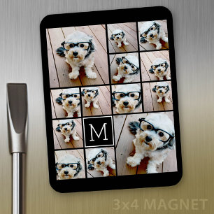 Magnet Flexible 13 Collage photo Monogramme noir - Peut modifier l