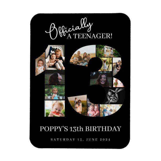 Magnet Flexible 13e anniversaire officiellement un collage photo a (Vertical)