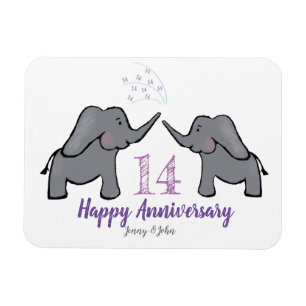 Magnet Flexible 14e anniversaire de mariage d'ivoire éléphant mign