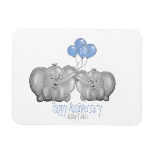 Magnet Flexible 14e anniversaire mariage ivoire cadeau éléphant