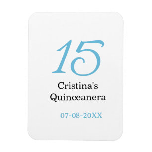 Magnet Flexible 15e anniversaire de quinceanera bleu noir lettre n