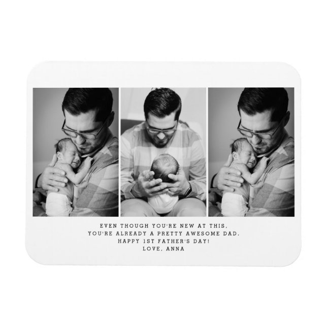 Magnet Flexible 1ère Fête des pères 3 Photo (Horizontal)