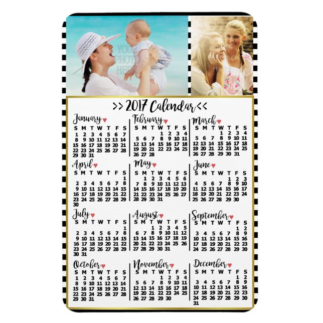 Magnet Flexible 2017 Année Calendrier mensuel Grilles | Photos per (Vertical)
