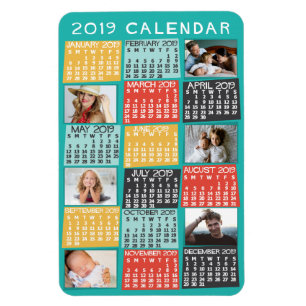 Magnet Flexible 2019 Year Monthly Calendar Modern Photo Collage