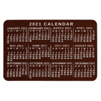 2021 Année Calendrier mensuel Brown Wood Grain Sim