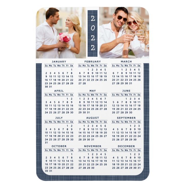Magnet Flexible 2022 Magnetic Fridge Calendar Photo Blue Modern (Vertical)