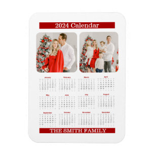 Magnet Flexible 2024 Année Calendrier mensuel Famille Photo person