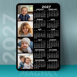 Magnet Flexible 2024 Calendar with 4 Photo Collage - black