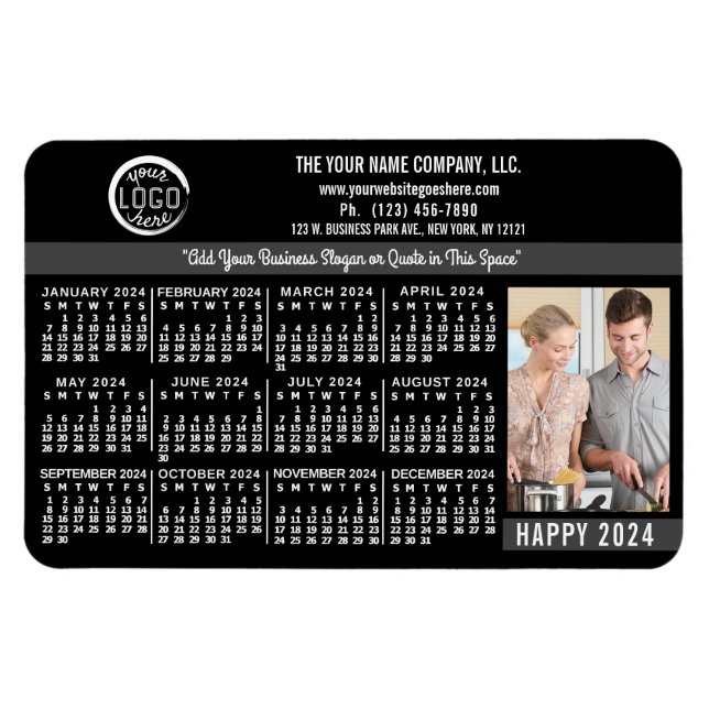 Magnet Flexible 2024 Calendrier Personnalisé Nom du logo commercia (Horizontal)
