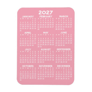 Magnet Flexible 2024 Full Year View Calendar - Basic Pink Minimal