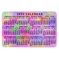 2025 Année Calendrier mensuel Peinture arc-en-ciel