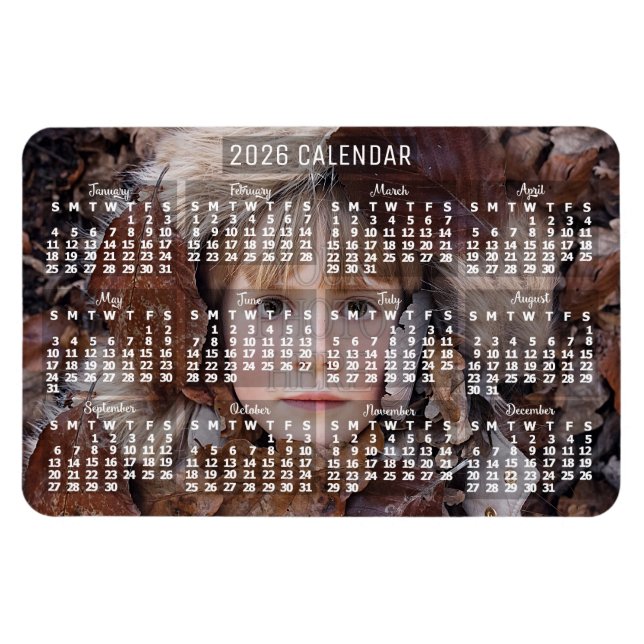 Magnet Flexible 2026 Year Monthly Calendar White | Add Photo (Horizontal)