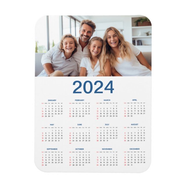 Magnet Flexible 20 Collage Photo 2024 Année En Coup D'Oeil Calendr (Vertical)