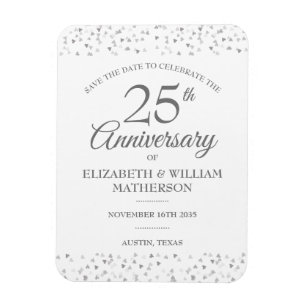 Magnet Flexible 25e Anniversaire de Mariage Save the Date Cœurs Ar