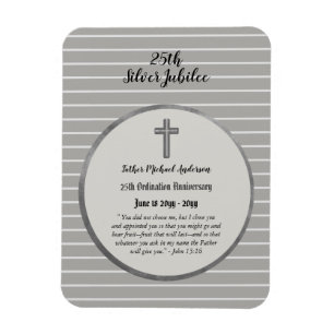 Magnet Flexible 25e anniversaire d'Ordination Prêtre argent Jubilé