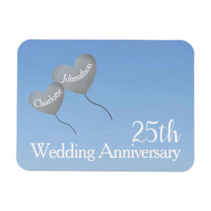 Magnet Flexible 25e anniversaire du mariage ballons d'argent