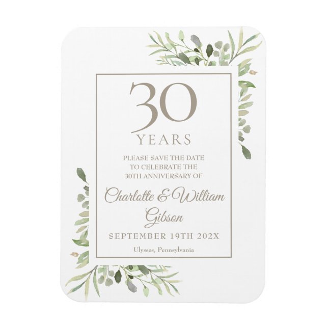 Magnet Flexible 30e anniversaire du Mariage Sauvez la date de la v (Vertical)