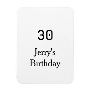 Magnet Flexible 30e anniversaire nom en lettres grasses date simpl