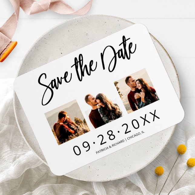 Magnet Flexible 3 Collage de photos Mariage Enregistrer la date  (Créateur téléchargé)