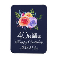 40 et texte fabuleux - Aquarelle Floral Anniversai