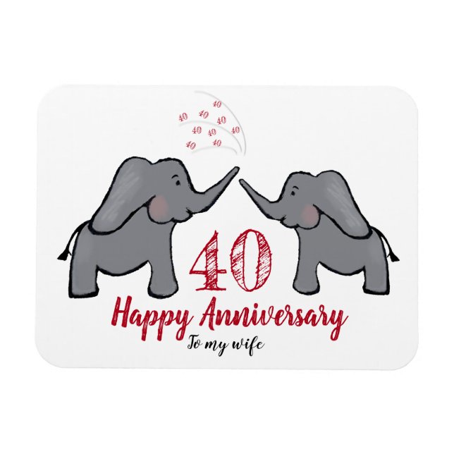 Magnet Flexible 40e anniversaire de mariage de rubis femme éléphan (Horizontal)