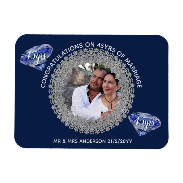 Magnet Flexible 45e anniversaire du Mariage - AJOUTER PHOTO Sapphi (Horizontal)