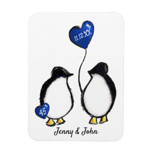 Magnet Flexible 45e saphir mariage anniversaire cadeau pingouin