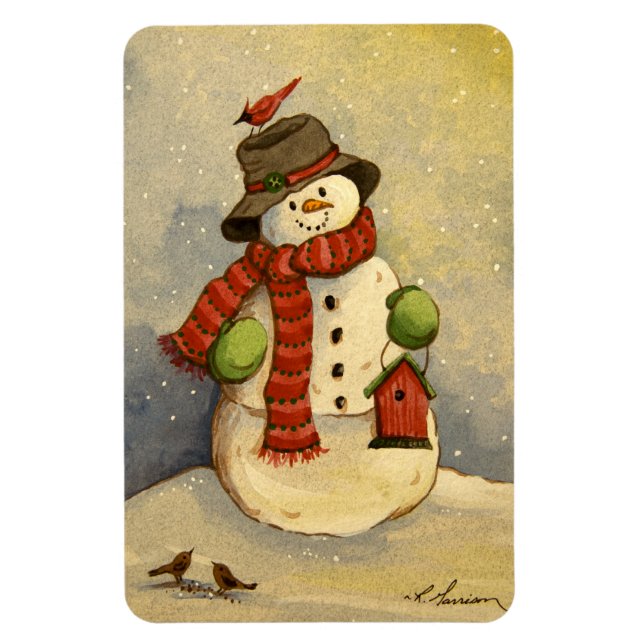 Magnet Flexible 4905 Noël des Snowman et Birdhouse (Vertical)