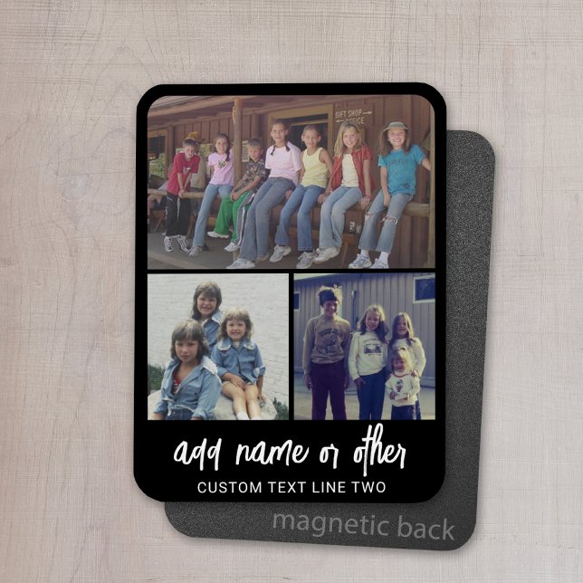 Magnet Flexible 4 Collage de photos - vous pouvez changer la coule (Personalized magnet with photo collage and text)