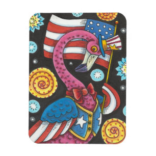 MAGNET FLEXIBLE 4 JUILLET FLAMANT ROSE, ONCLE SAM AIMANT