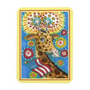 Magnet Flexible 4 juillet GIRAFFE PATRIOTIQUE & FEU D'ENTRÉE MÊME 