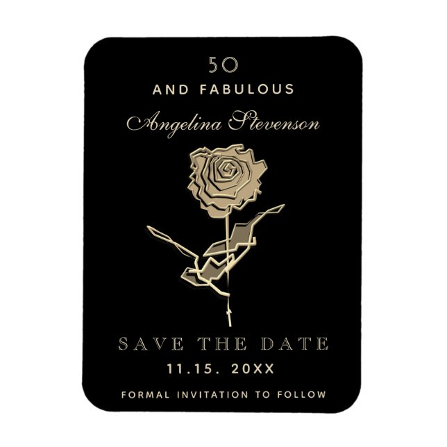 Magnet Flexible 50 et fabuleux Gold Floral Anniversaire Enregistre (Vertical)