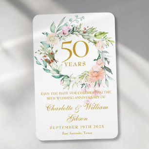 Magnet Flexible 50e anniversaire de mariage Rose florale Enregistr