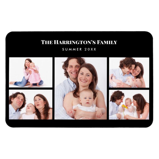Magnet Flexible 5 sections Photo personnalisée Simple cadre noir é (Horizontal)