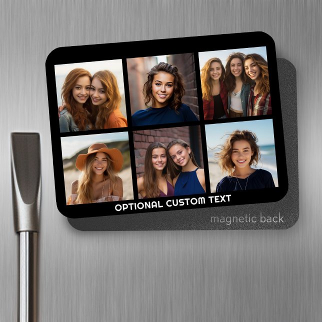 Magnet Flexible 6 Collage de photos Texte facultatif — CAN Edit Co (Personalized magnet with photos and text)