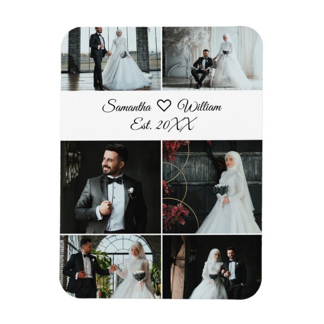 Magnet Flexible 6 photo Collage de mariage personnalisé avec des n (Vertical)