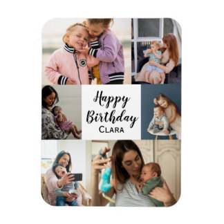Magnet Flexible 6 Photos Collage Script personnalisé Anniversaire