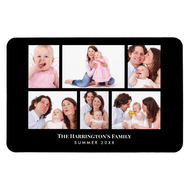 Magnet Flexible 6 sections Cadres photo personnalisées en noir (Horizontal)