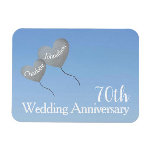 Magnet Flexible 70e anniversaire des ballons de coeur en platine