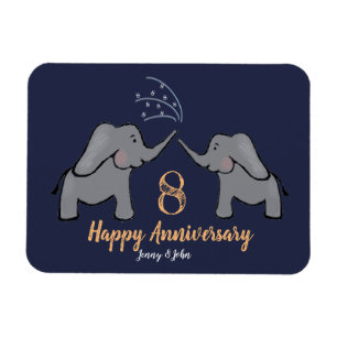 Magnet Flexible 8e anniversaire mariage de bronze carte d'éléphant