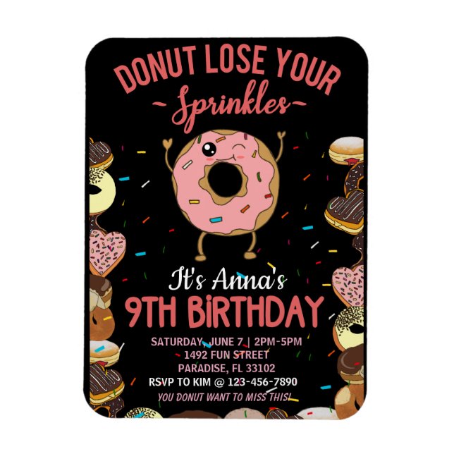 Magnet Flexible 9e anniversaire Donut Perdre vos asperges filles I (Vertical)