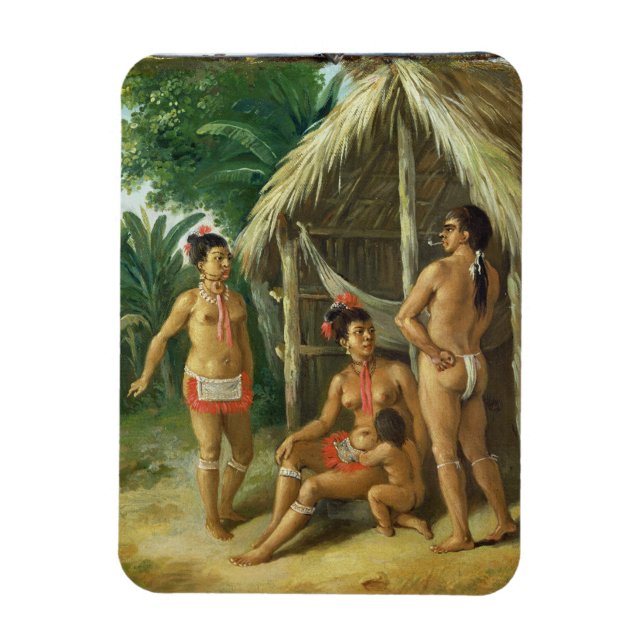 Magnet Flexible A Leeward Islands Carib Family outside a Hut, c.17 (Vertical)
