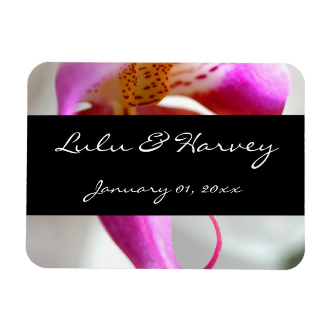 Magnet Flexible À l'intérieur d'une Orchidée blanche Mariage perso (Horizontal)
