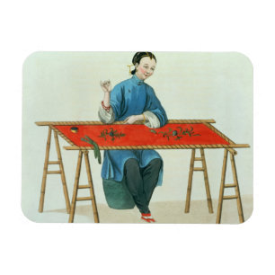 Magnet Flexible A Woman Embroidering