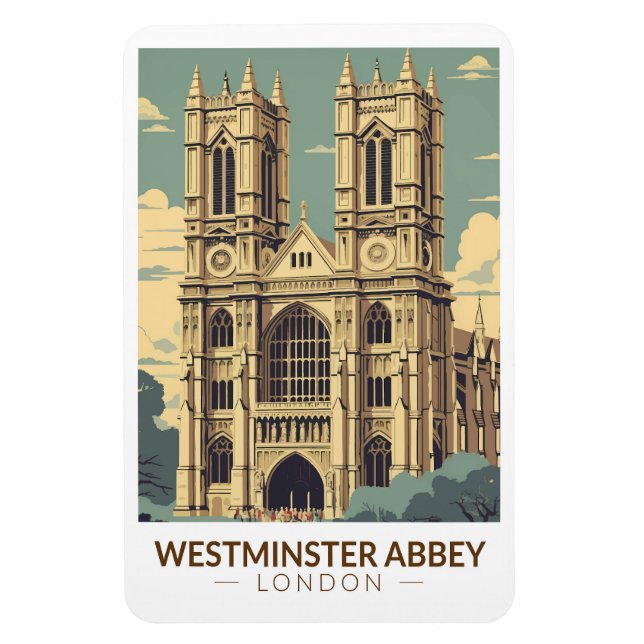 Magnet Flexible Abbaye de Westminster Angleterre Travel Art Vintag (Vertical)